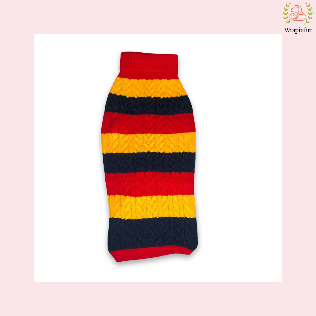 Red Striped Dog Sweater for Winter – Soft, Warm &amp; Stretchy