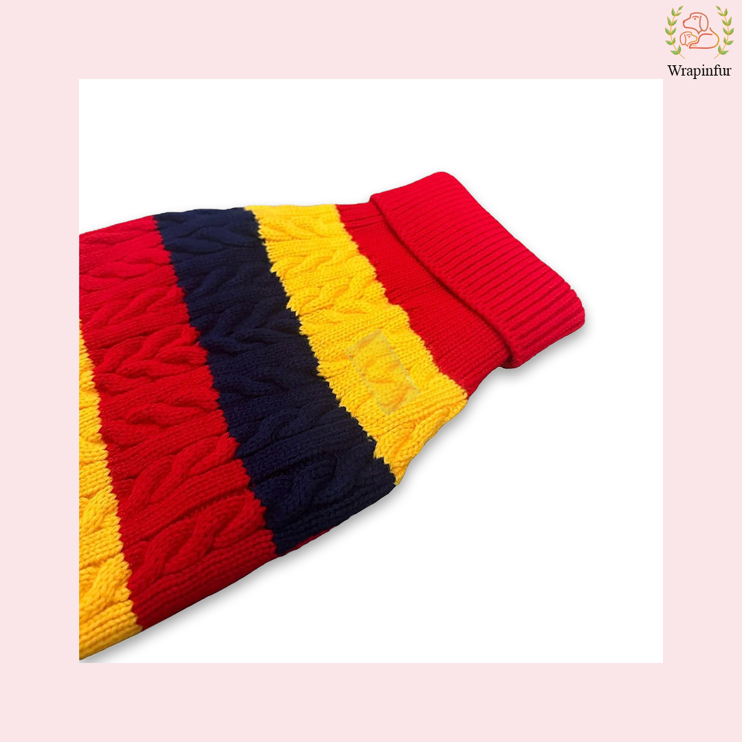 Red Striped Dog Sweater for Winter – Soft, Warm &amp; Stretchy