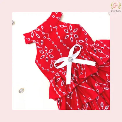 Red Tiered Ruffle Dog Princess Dress - Festive Wedding Party Frock