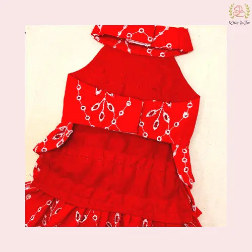 Red Tiered Ruffle Dog Princess Dress - Festive Wedding Party Frock