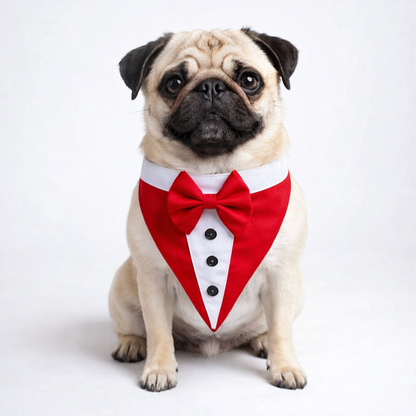 Red Tuxedo Style Dog Bandana
