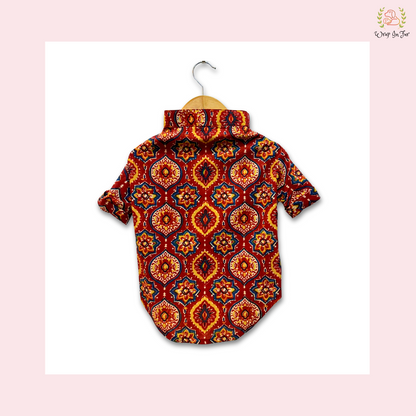 Red Block Print Dog Kurta