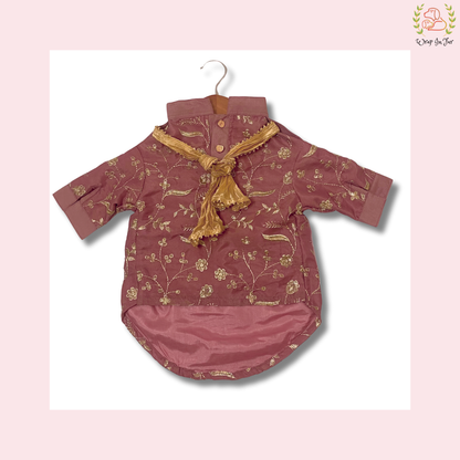 Rosy Brown Embroidered Dog Kurta - Royal Indian Dog Ethnic Wear Dress