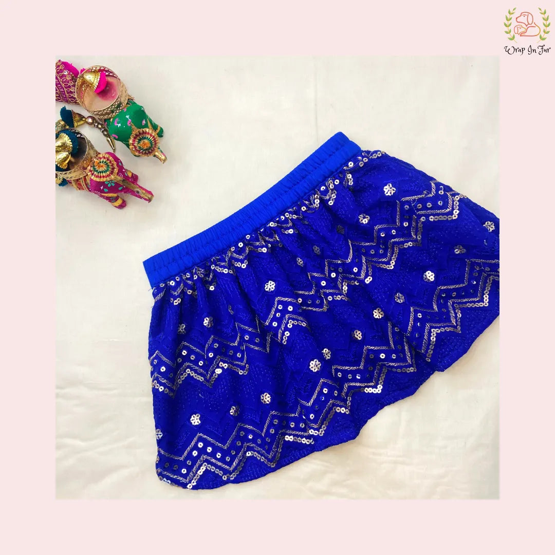 Royal Blue Dog Wedding Dress – Ethnic Lehenga Choli for Dogs