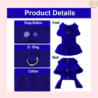 Royal Blue Winter Dog Frock with Scarf – Premium Warm & Stylish Outfit