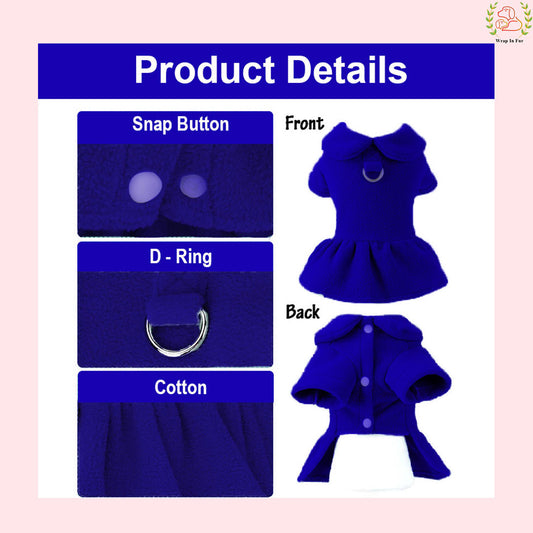 Royal Blue Winter Dog Frock with Scarf – Premium Warm & Stylish Outfit