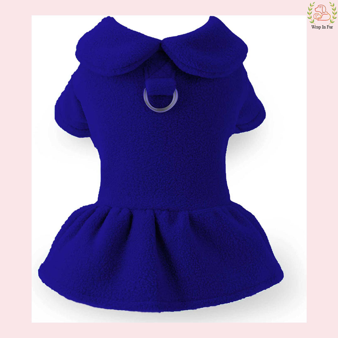 Royal Blue Winter Dog Frock with Scarf – Premium Warm & Stylish Outfit