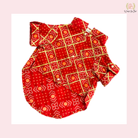 Royal Red Bandhani Dog Kurta Shirt - Traditional Indian Dog Ethnic Wear