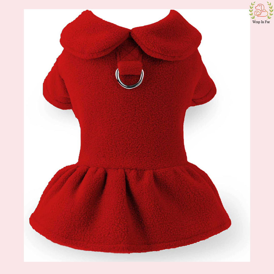 Royal Red Winter Dog Frock with Scarf – Premium Warm & Stylish Outfit