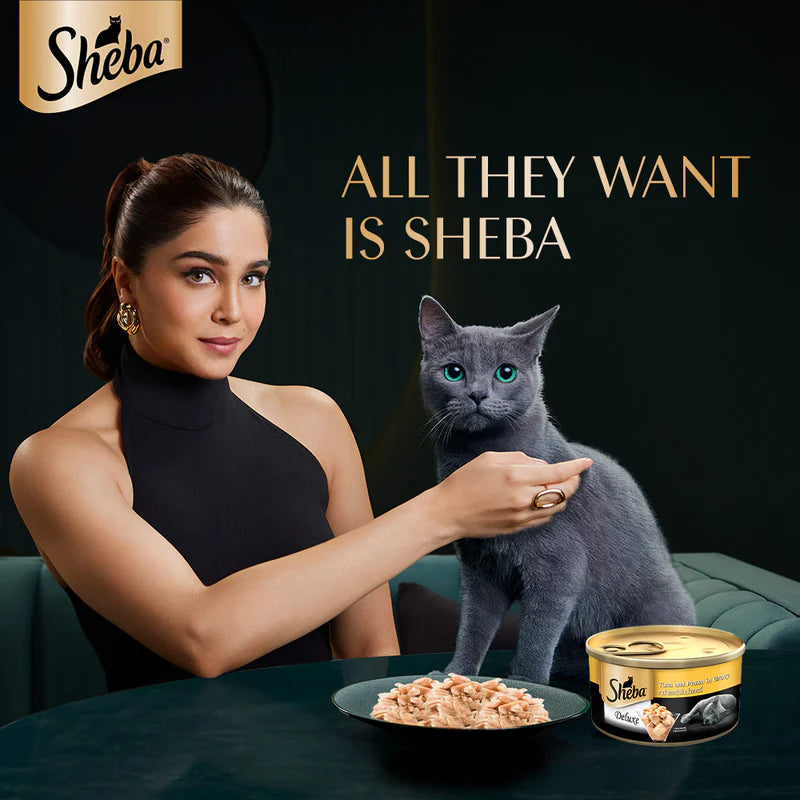 Sheba Deluxe Tuna & Prawns in Gravy Wet Cat Food for Adult Cats | 85g