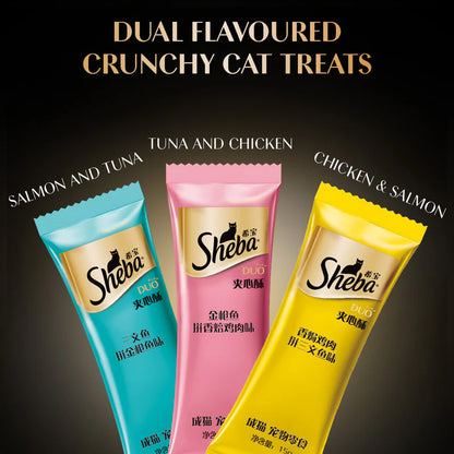 Sheba Duo Crispy & Creamy Cat Treats | Tuna & Chicken, Salmon & Tuna, Chicken & Salmon | 9 x 15g (135g)