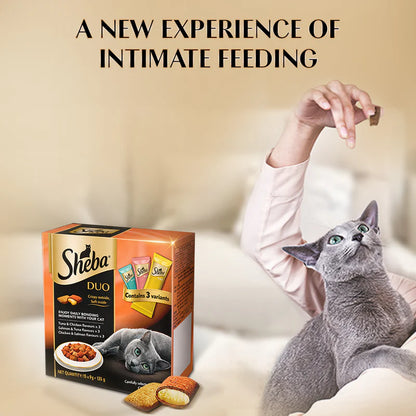 Sheba Duo Crispy & Creamy Cat Treats | Tuna & Chicken, Salmon & Tuna, Chicken & Salmon | 9 x 15g (135g)