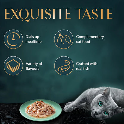 Sheba Fish with Dry Skipjack Flakes Wet Cat Food for Adult Cats | 35g Pouch