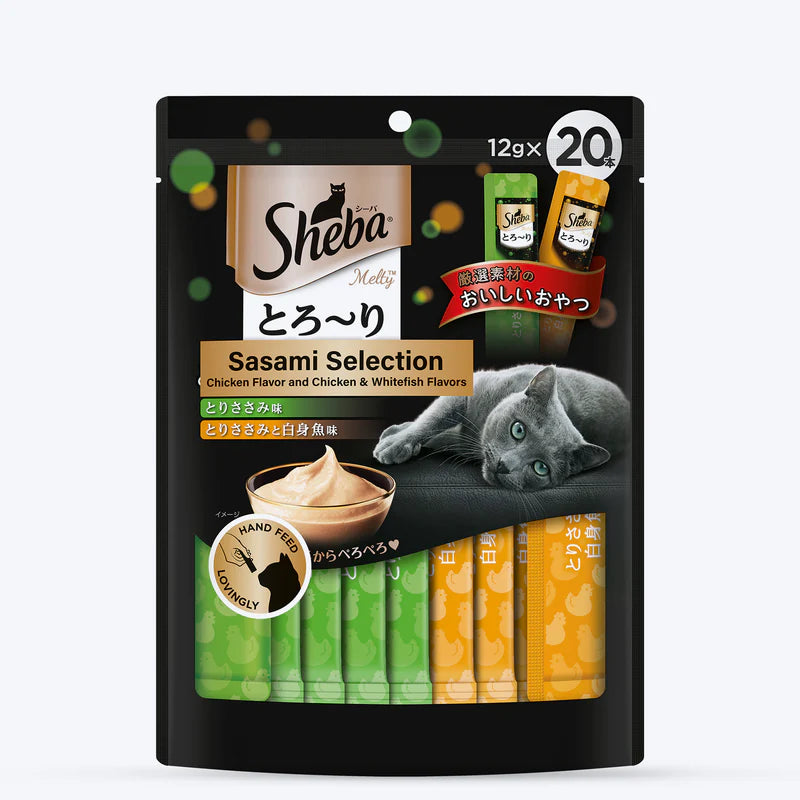 Sheba Melty Sasami Selection Creamy Cat Treats | Chicken & Chicken with Whitefish | 20 x 12g (240g)