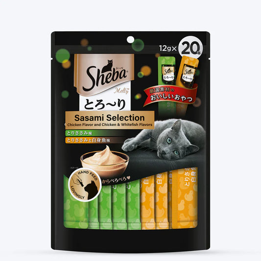 Sheba Melty Sasami Selection Creamy Cat Treats | Chicken & Chicken with Whitefish | 20 x 12g (240g)