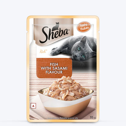 Sheba Fish with Sasami Flavour Wet Cat Food for Adult Cats (1+ Years) | Premium 35g Pouch
