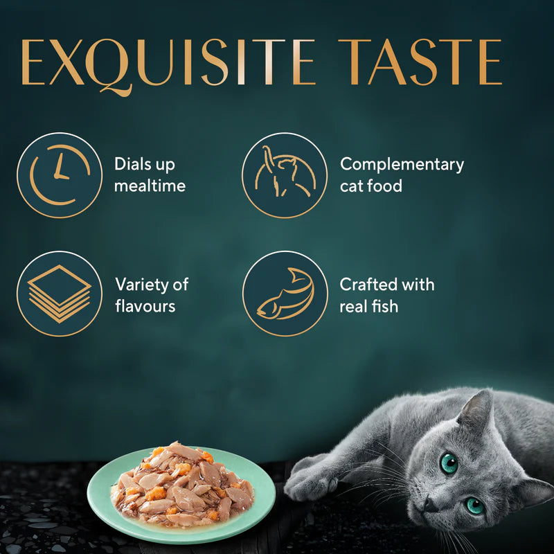 Sheba Skipjack & Salmon Flavour Wet Cat Food for Adult Cats | 35g Pouch