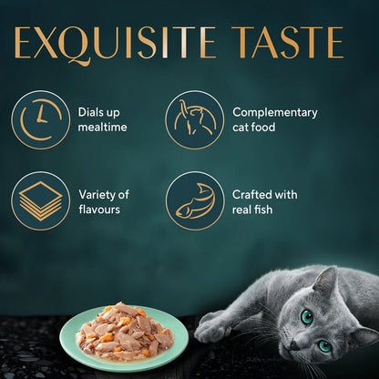 Sheba Skipjack & Salmon Flavour Wet Cat Food for Adult Cats | 35g Pouch