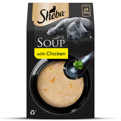 Sheba Soup with Chicken Wet Cat Food | 40g x 4 Pouches