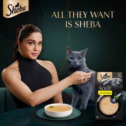 Sheba Soup with Chicken Wet Cat Food | 40g x 4 Pouches