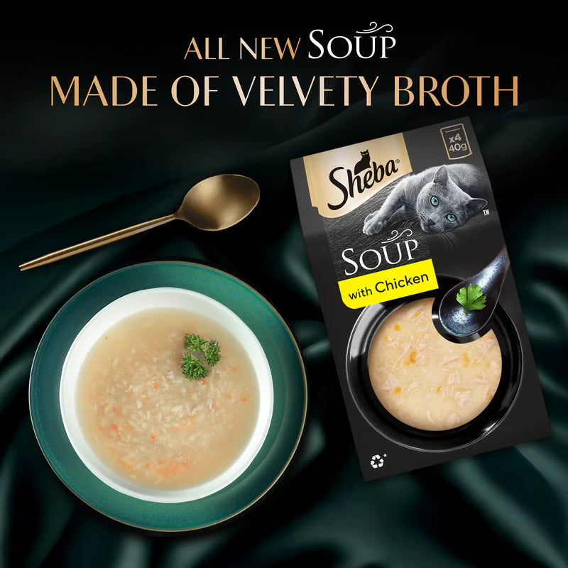 Sheba Soup with Chicken Wet Cat Food | 40g x 4 Pouches