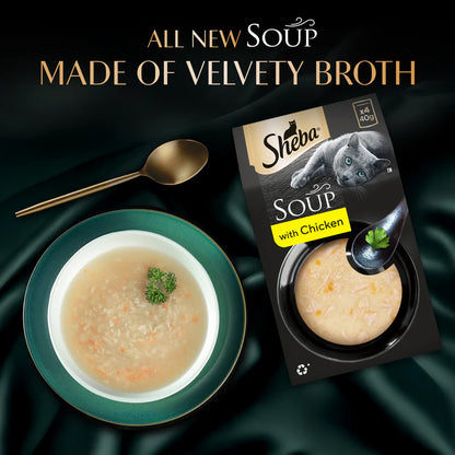 Sheba Soup with Chicken Wet Cat Food | 40g x 4 Pouches