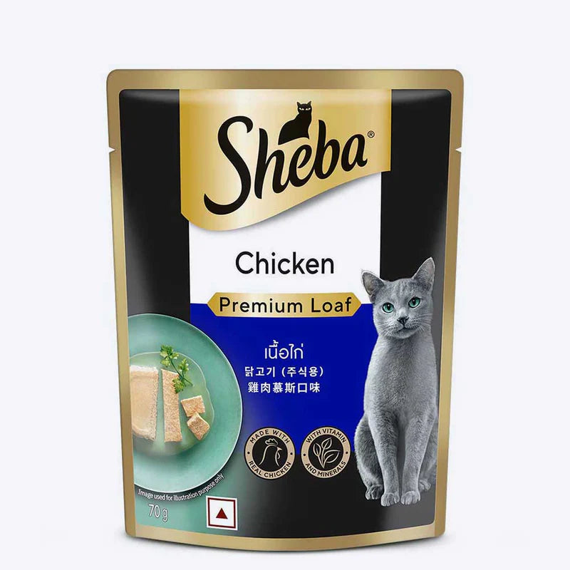 Sheba Premium Chicken Loaf Wet Cat Food for Adult Cats (1+ Years) | 70g