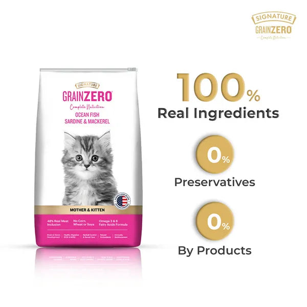 Signature Grain Zero Ocean Fish, Sardine and Mackerel Mother and Kitten Cat Dry Food