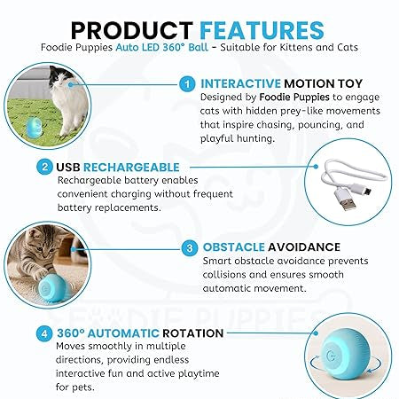 Smart LED Rolling Cat Ball – USB Rechargeable Auto Moving Toy