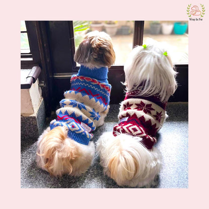 Snowflake Winter Dog Sweater – Warm, Soft & Stylish