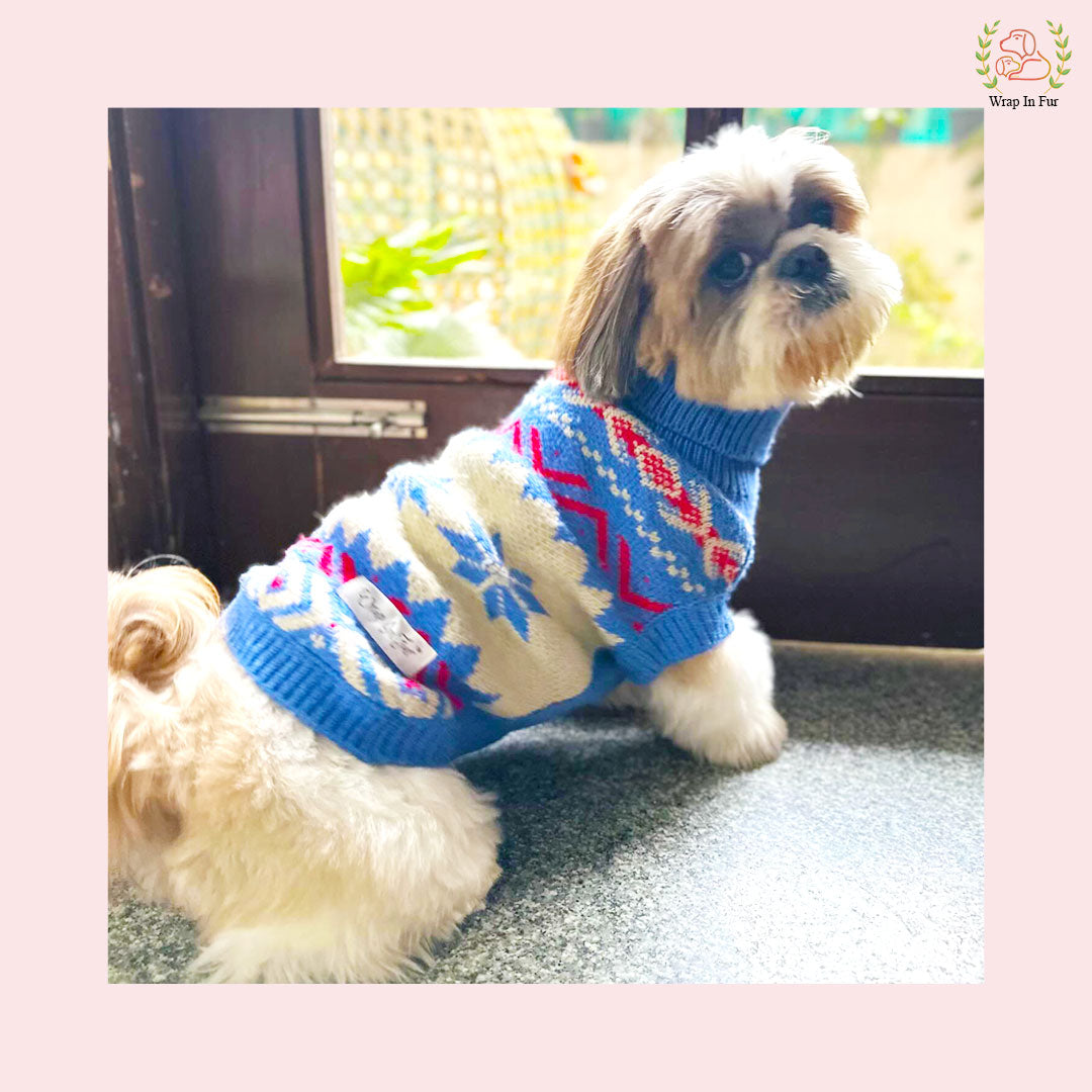 Snowflake Winter Dog Sweater – Warm, Soft & Stylish