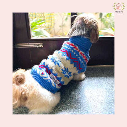 Snowflake Winter Dog Sweater – Warm, Soft & Stylish