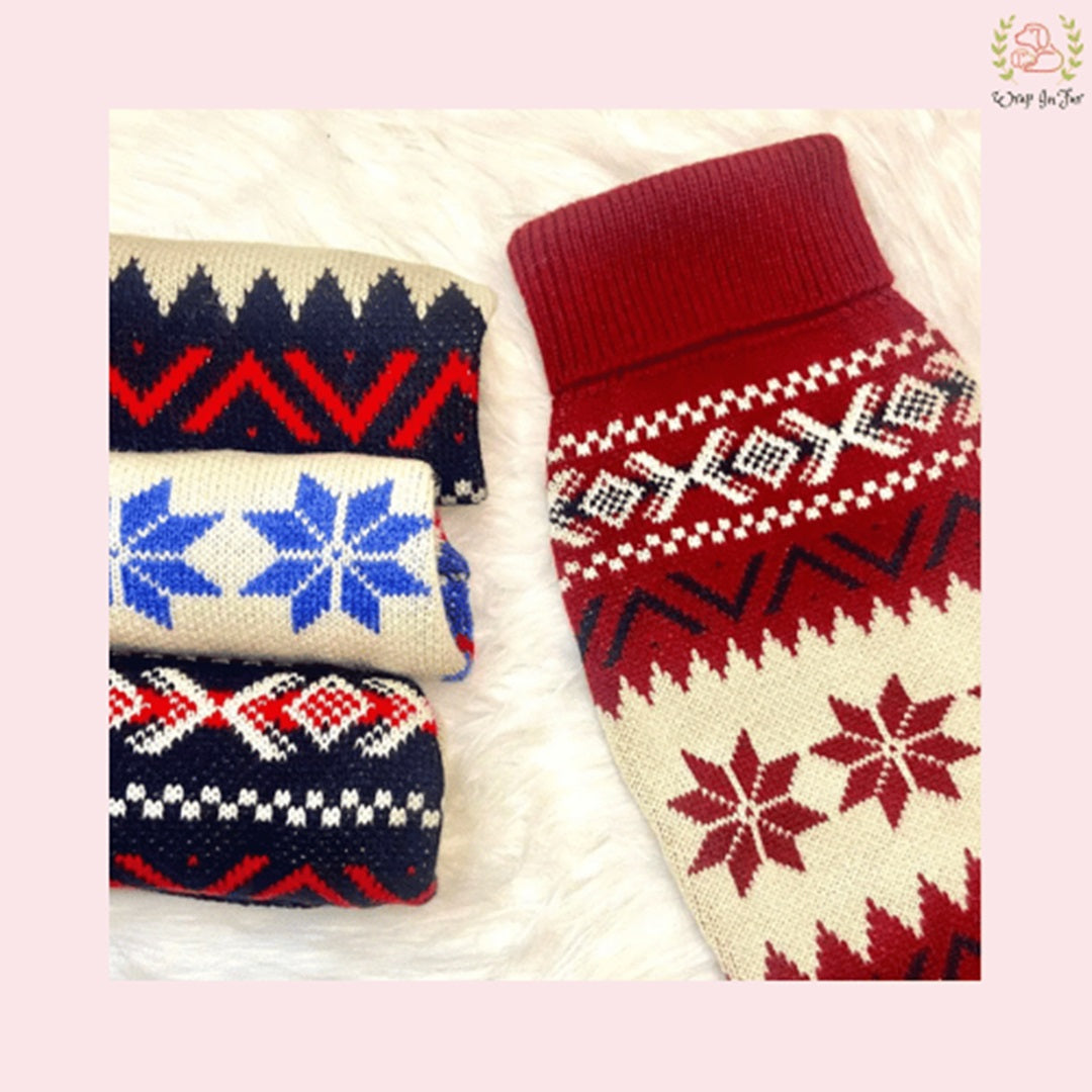 Snowflake Winter Dog Sweater – Warm, Soft & Stylish