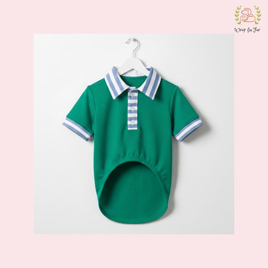 Stylish Green Dog Polo Shirt: Cozy Winter Wear for All Breeds