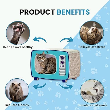 TV-Shaped Corrugated Cat Scratcher House with Catnip