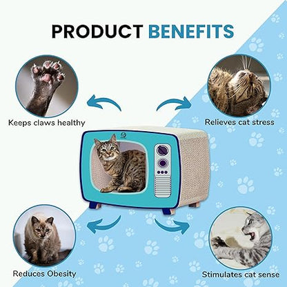 TV-Shaped Corrugated Cat Scratcher House with Catnip
