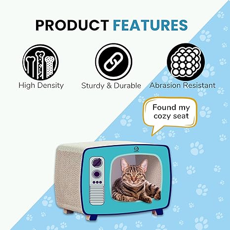TV-Shaped Corrugated Cat Scratcher House with Catnip