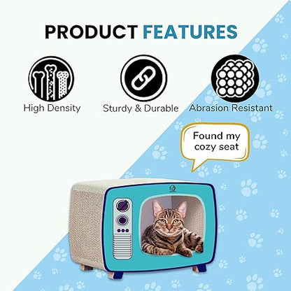 TV-Shaped Corrugated Cat Scratcher House with Catnip