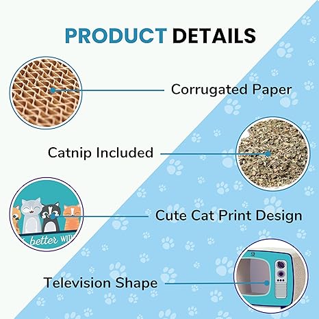 TV-Shaped Corrugated Cat Scratcher House with Catnip