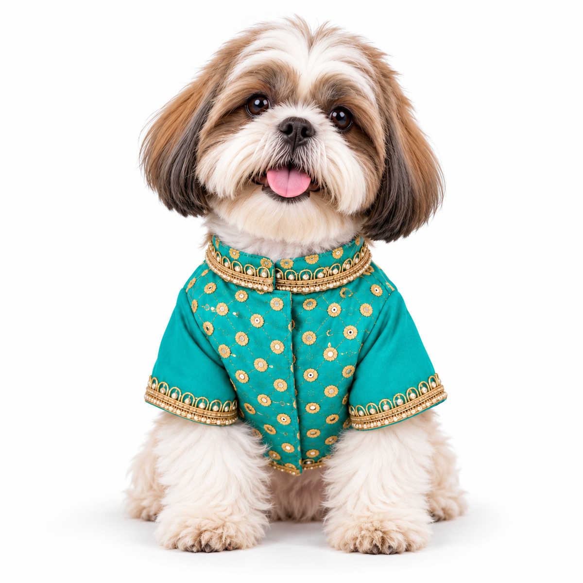 Teal Gold Dog Kurta