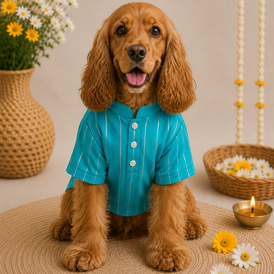 Teal Gota Dog Kurta