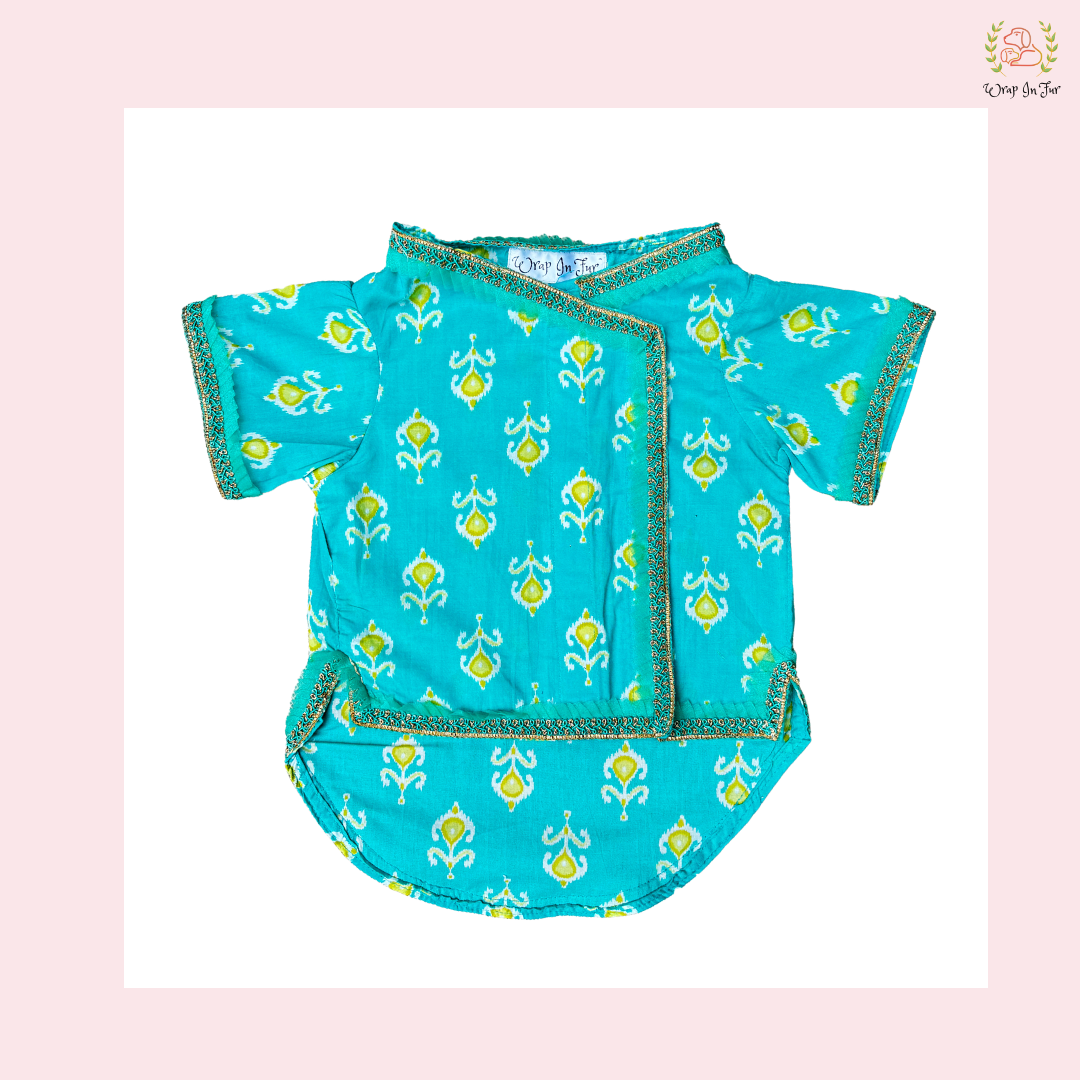 Teal Green Angarkha Dog Kurta - Premium Indian Dog Ethnic Wear