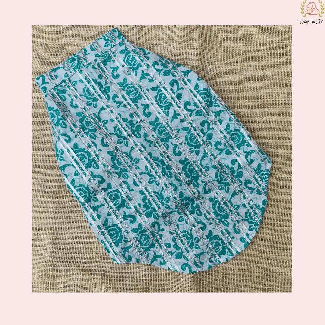Teal & White Floral Dog Kurta - Traditional Indian Dog Ethnic Wear