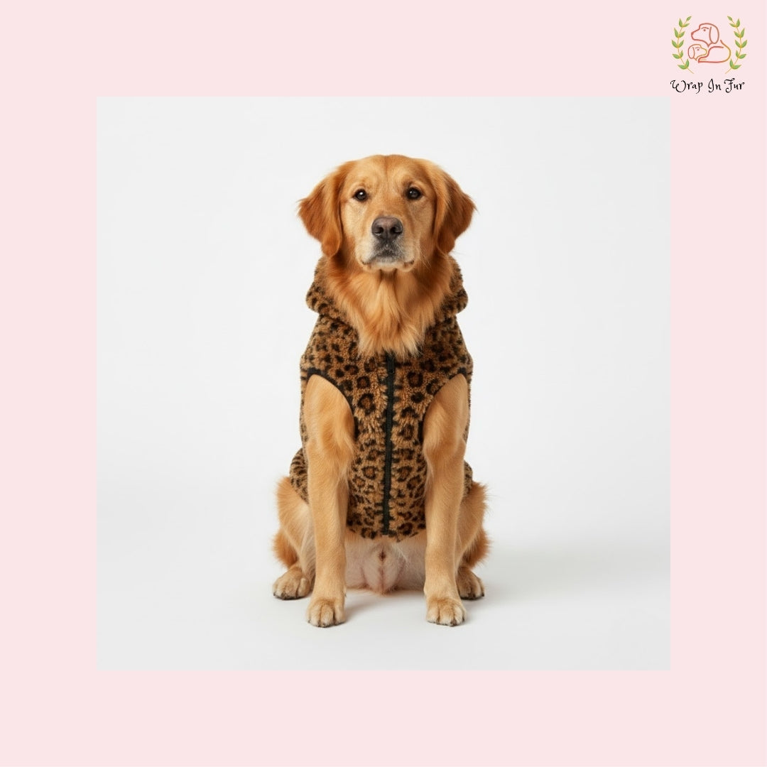 Trendy Leopard Fur Dog Hoodie Jacket – Cute Winter Clothes for Dogs