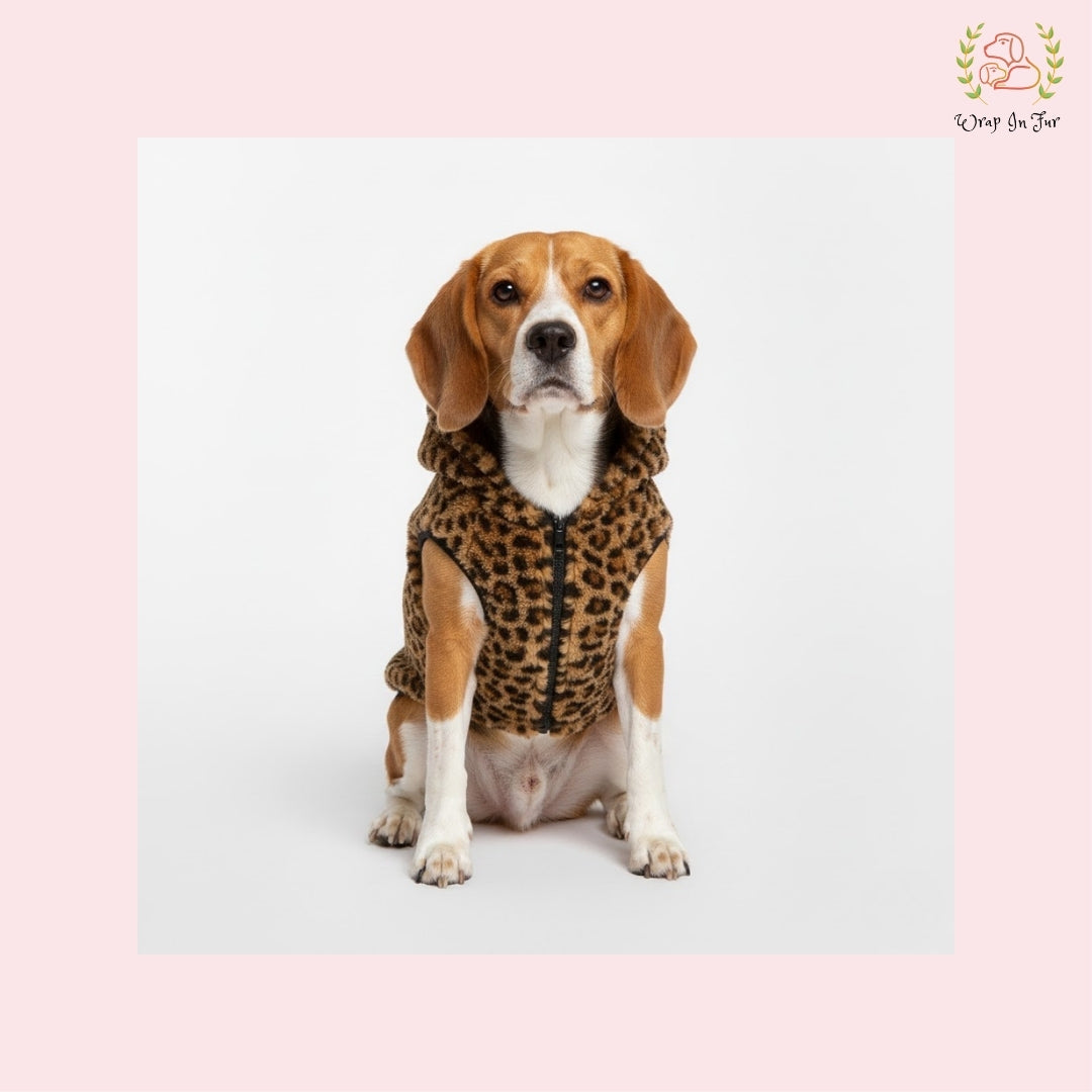 Trendy Leopard Fur Dog Hoodie Jacket – Cute Winter Clothes for Dogs