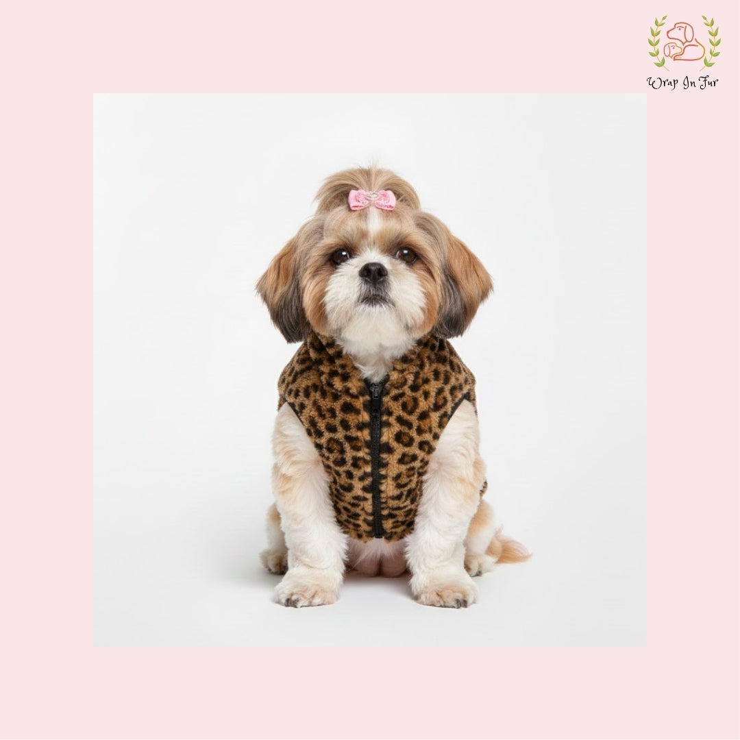 Trendy Leopard Fur Dog Hoodie Jacket – Cute Winter Clothes for Dogs