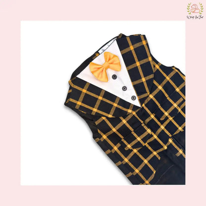 Vibrant Bumble Plaid Dog Tuxedo Vest - Festive Formal Suit