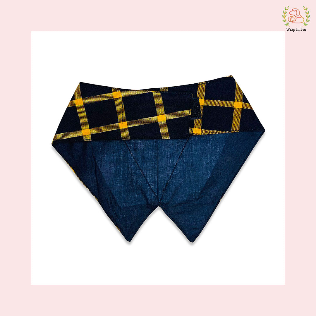 Vibrant Yellow Plaid Tuxedo Style Dog Bandana - Party Accessory