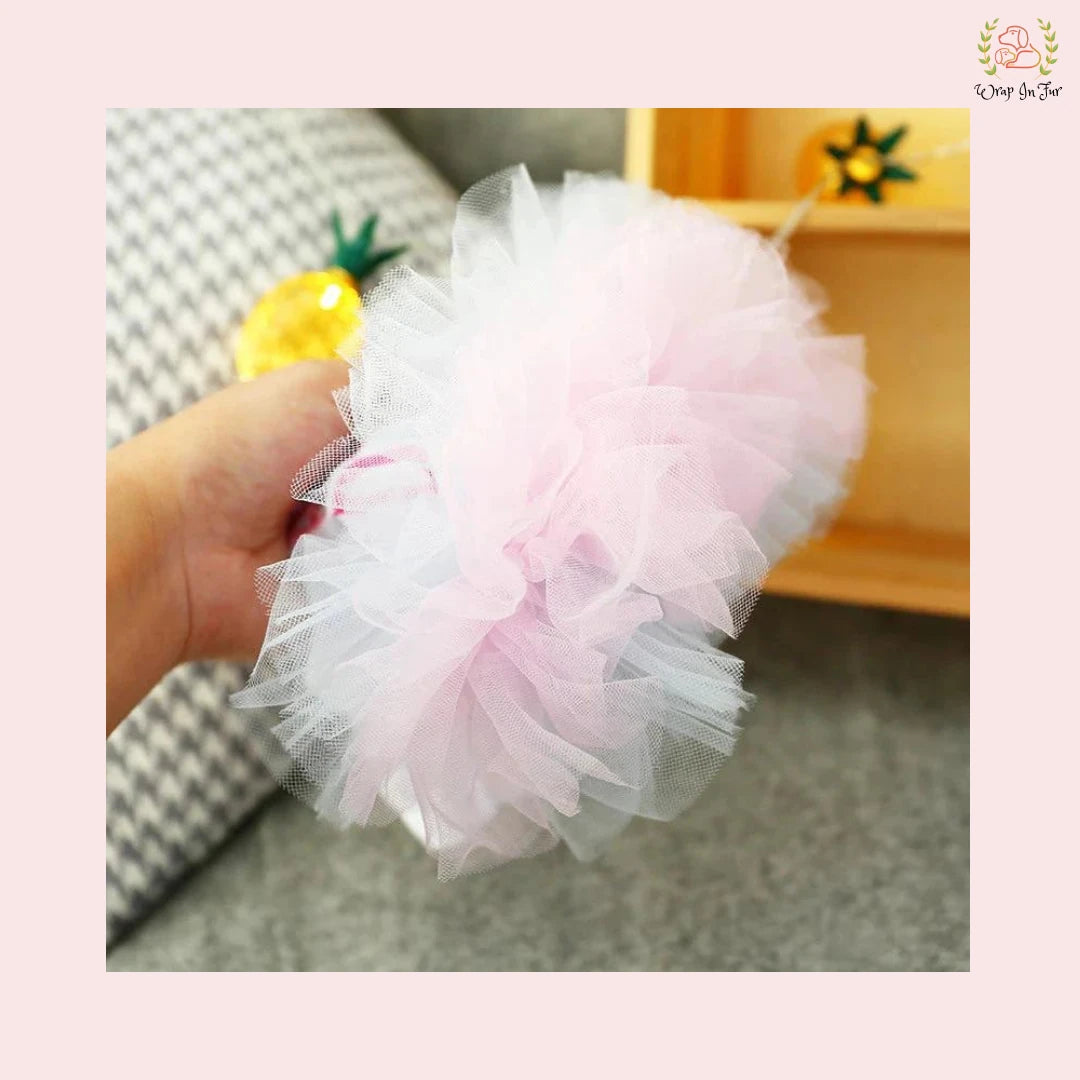 White T-Shirt Dog Princess Dress - Pastel Tutu Frock