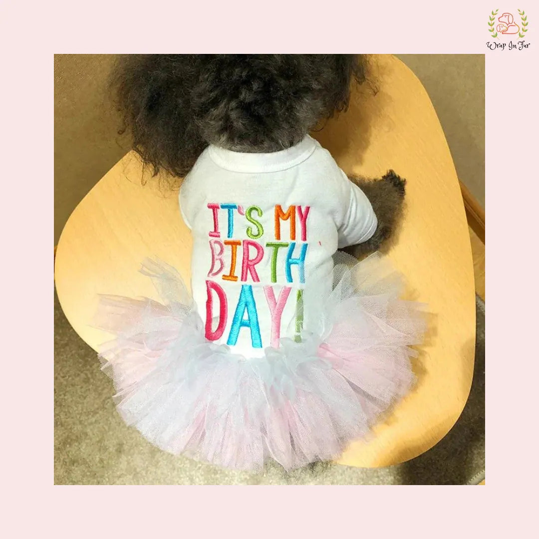 White T-Shirt Dog Princess Dress - Pastel Tutu Frock
